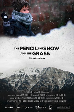 The pencil, the snow and the grass